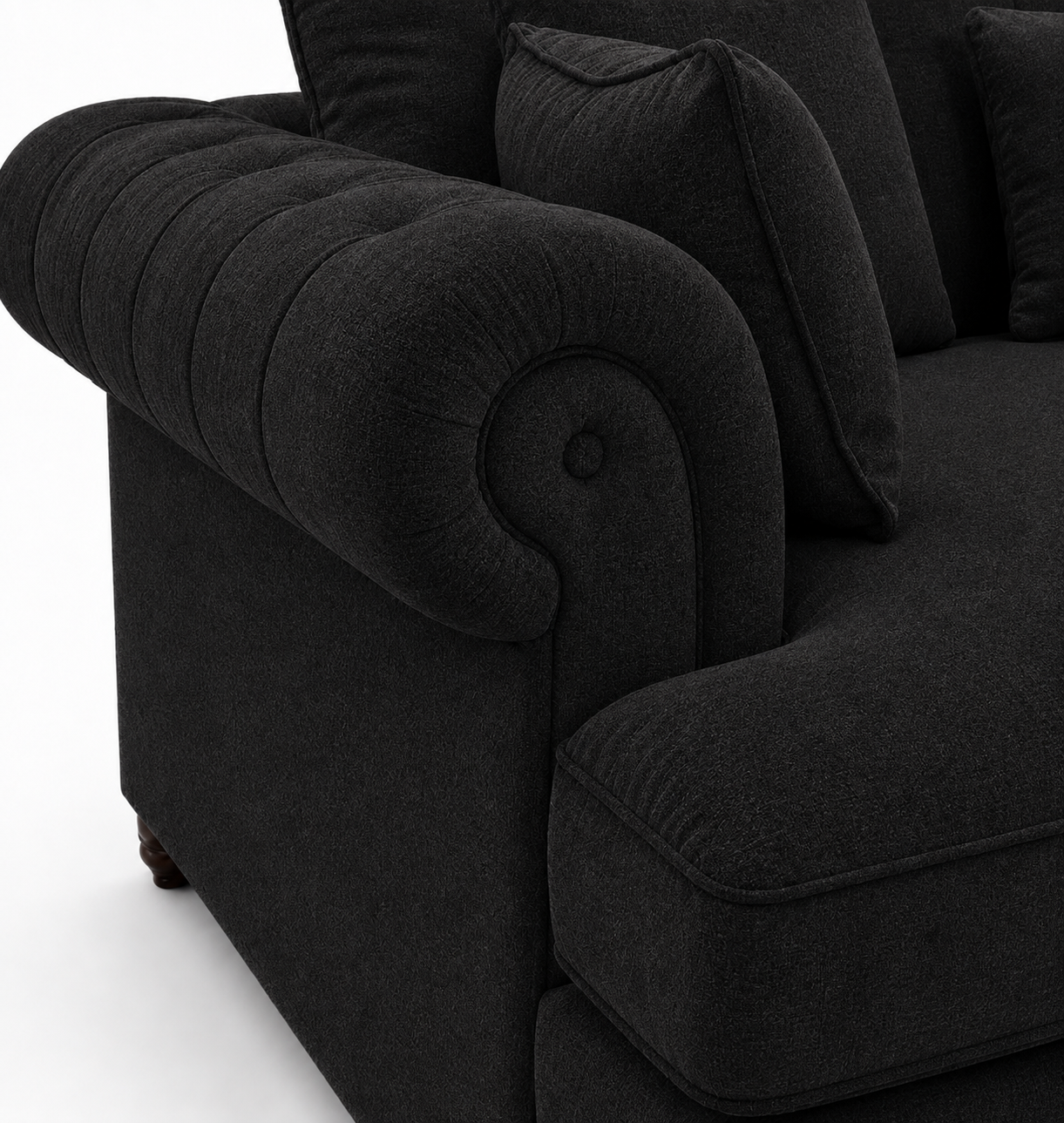 Nicole Mini U Shape Chenille Black Sofa 3