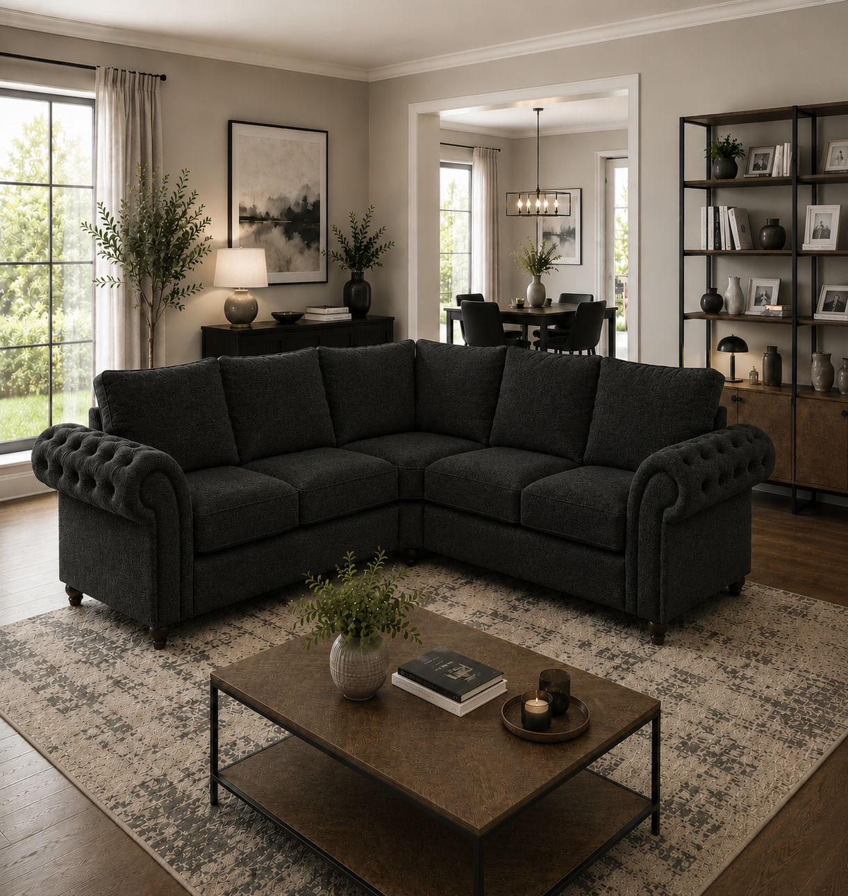 Delete permanently Alt Text Generate Alt Learn how to describe the purpose of the image(opens in a new tab). Leave empty if the image is purely decorative.Title Nicole Mini U Shape Chenille Black Sofa 4
