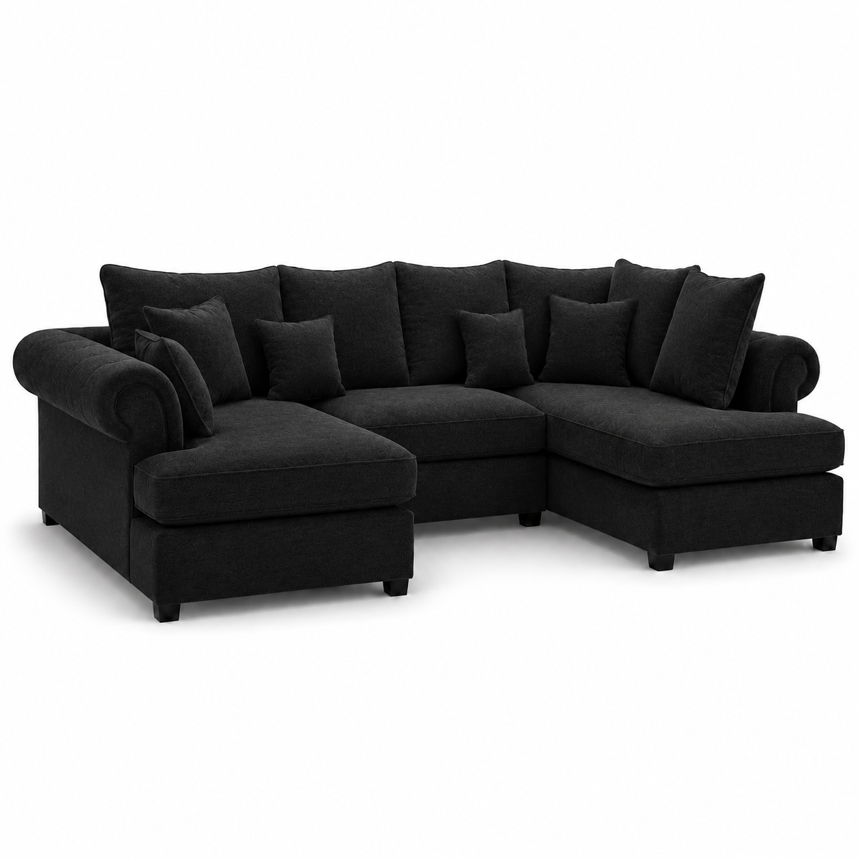 Nicole Mini U Shape Chenille Black Sofa