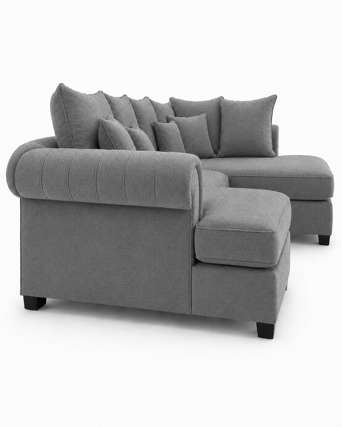 Nicole Mini U Shape Chenille Charcoal Sofa 2