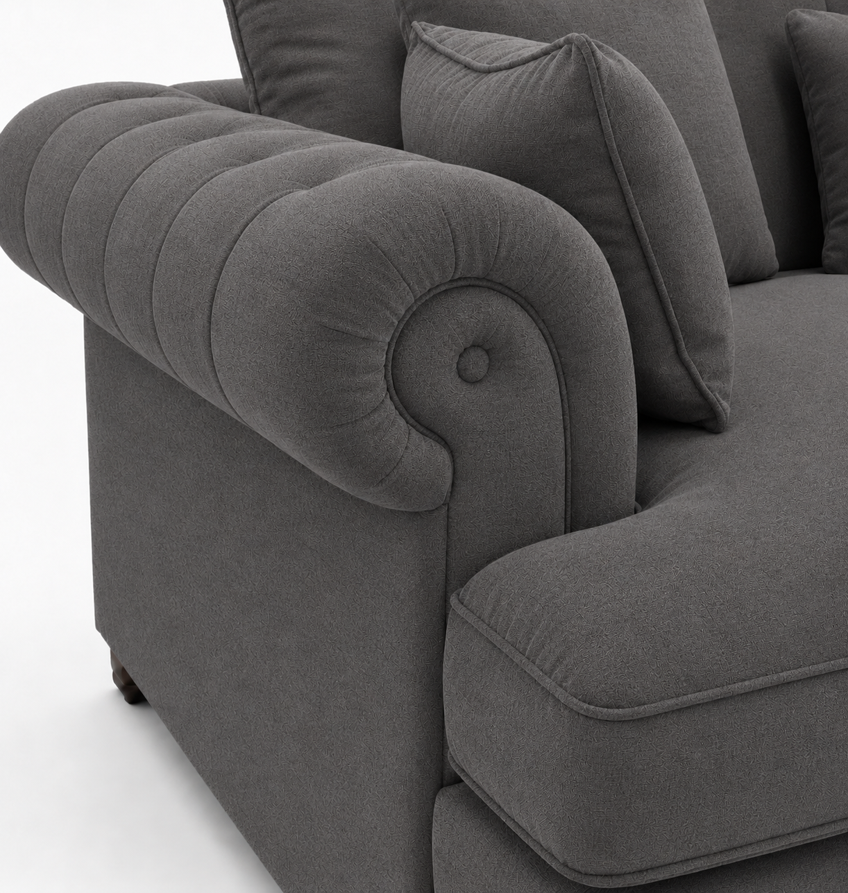 Nicole Mini U Shape Chenille Charcoal Sofa 3