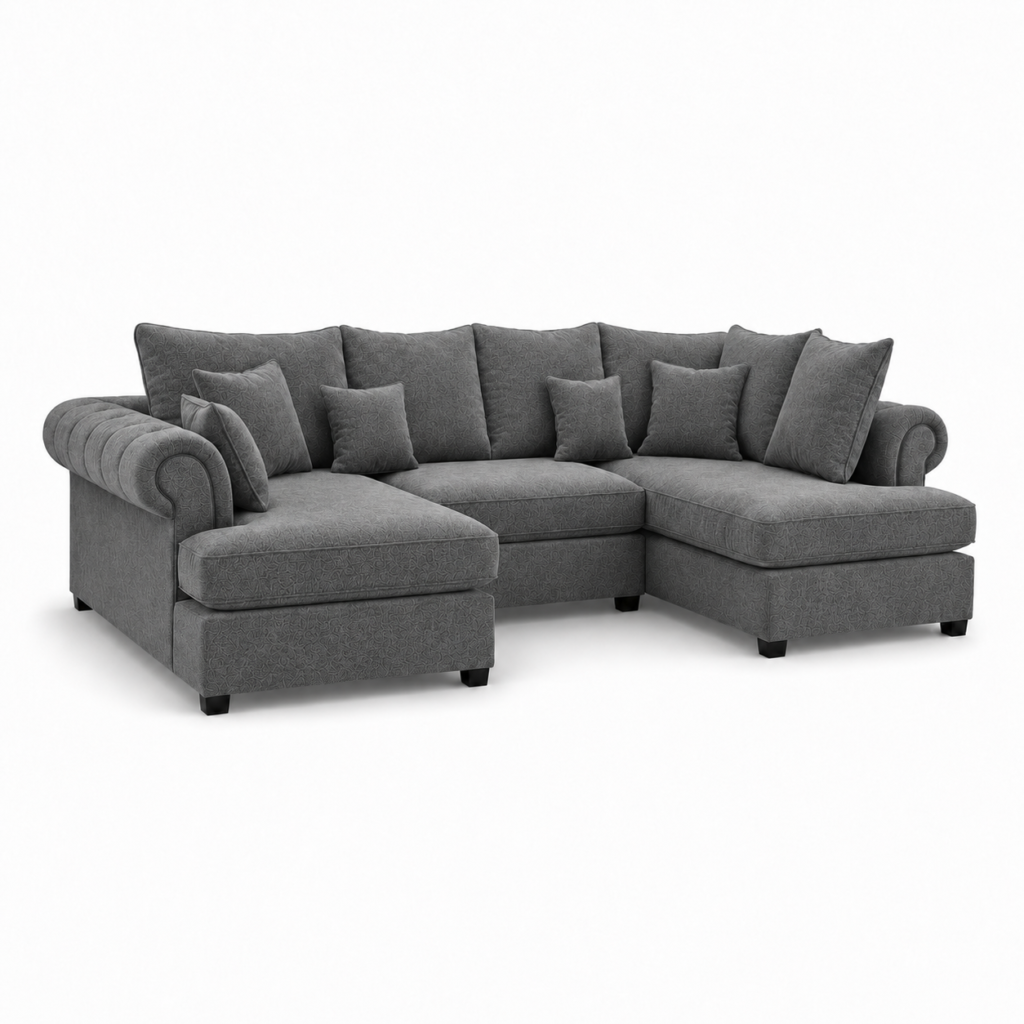 Nicole Mini U Shape Chenille Dark Grey Sofa