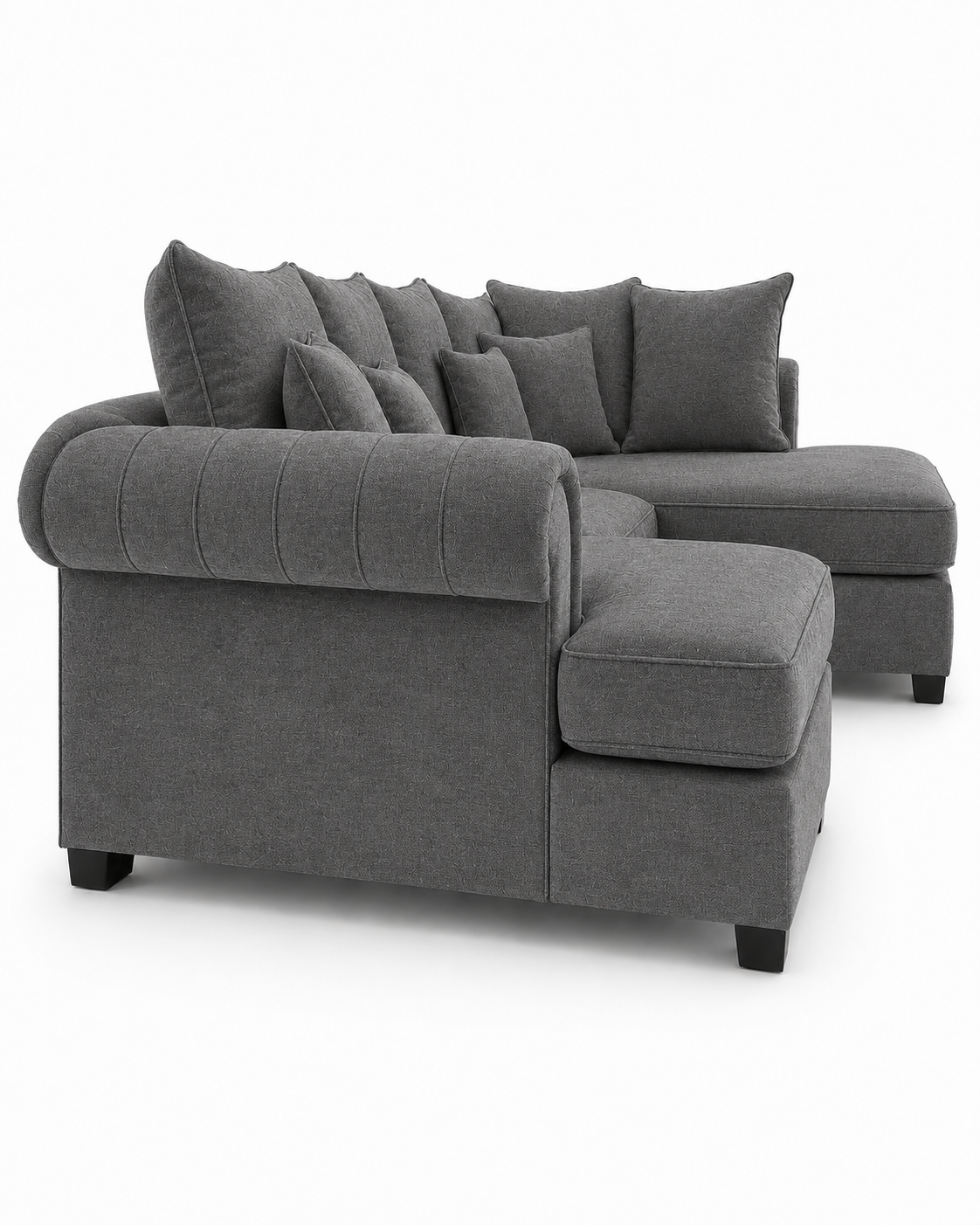 Nicole Mini U Shape Chenille Dark Grey Sofa 2