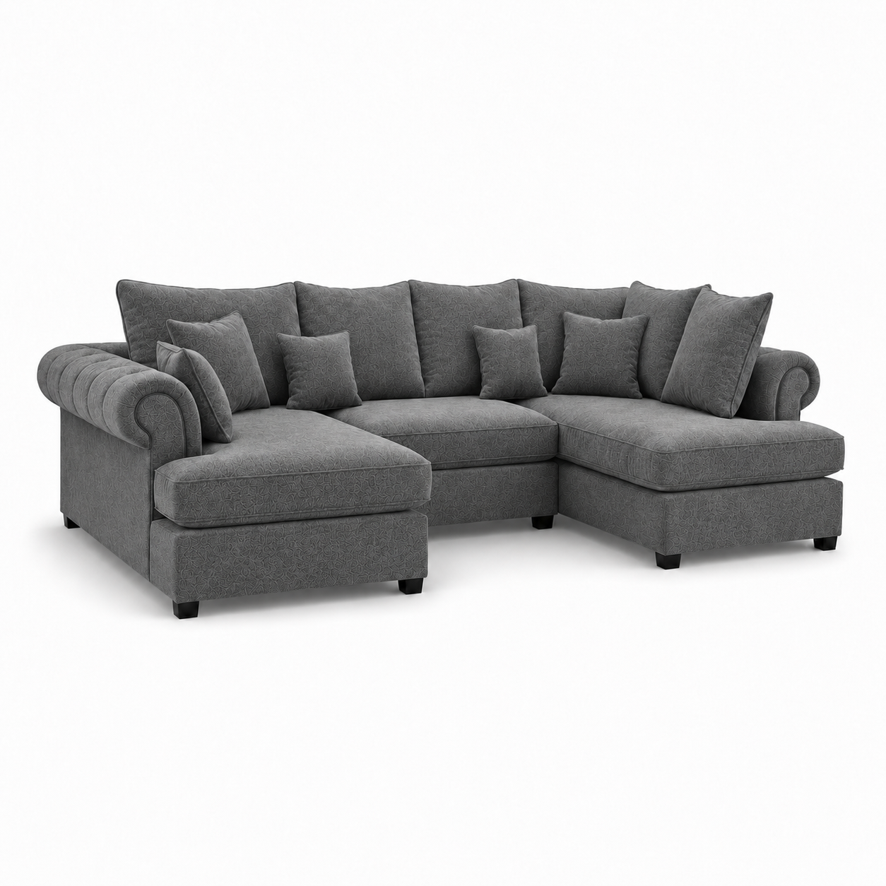 Nicole Mini U Shape Chenille Dark Grey Sofa