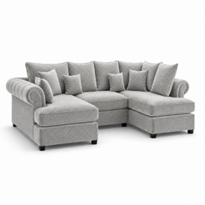 Nicole Mini U Shape Chenille Silver Sofa