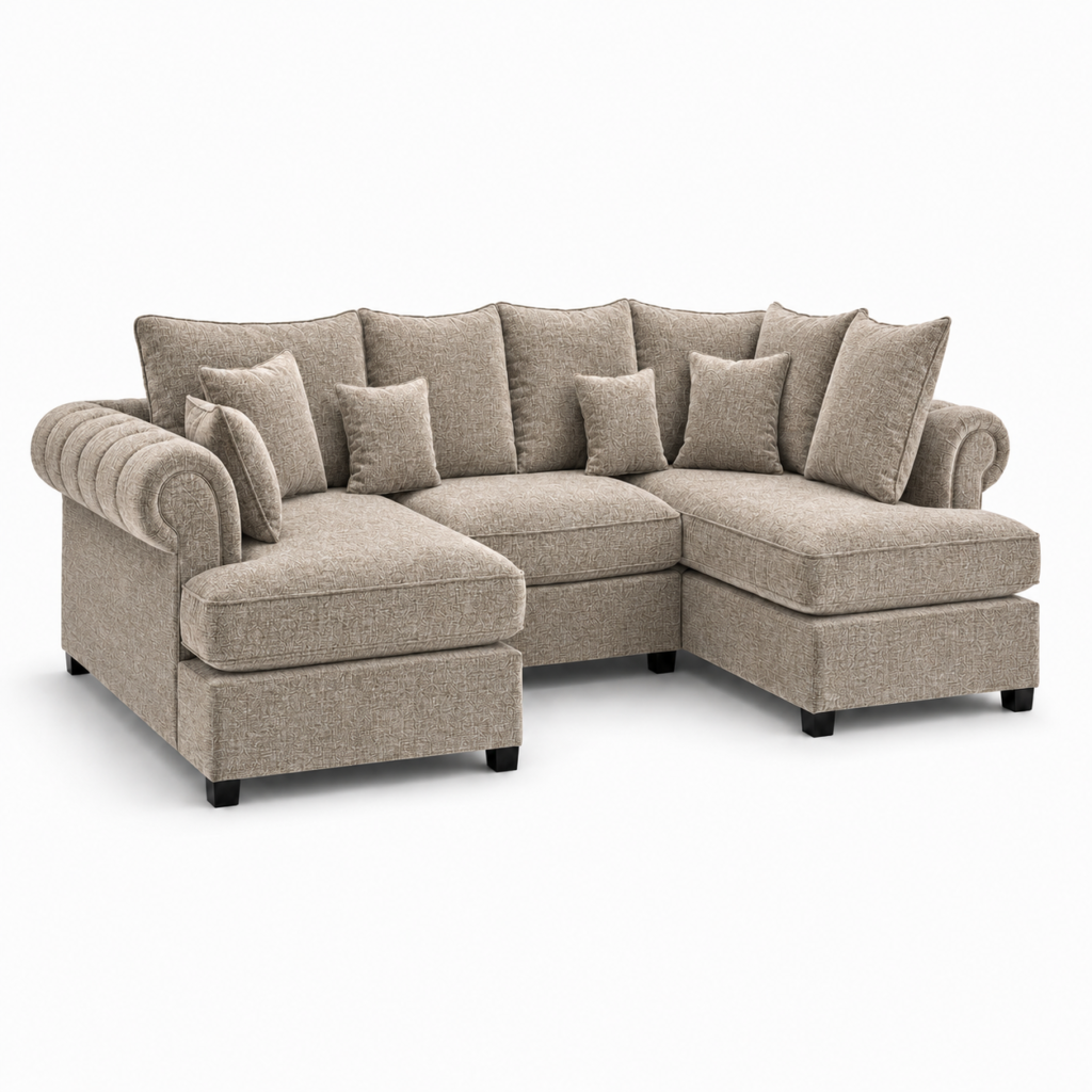 Nicole Mini U-Shape Chenille Truffle Sofa