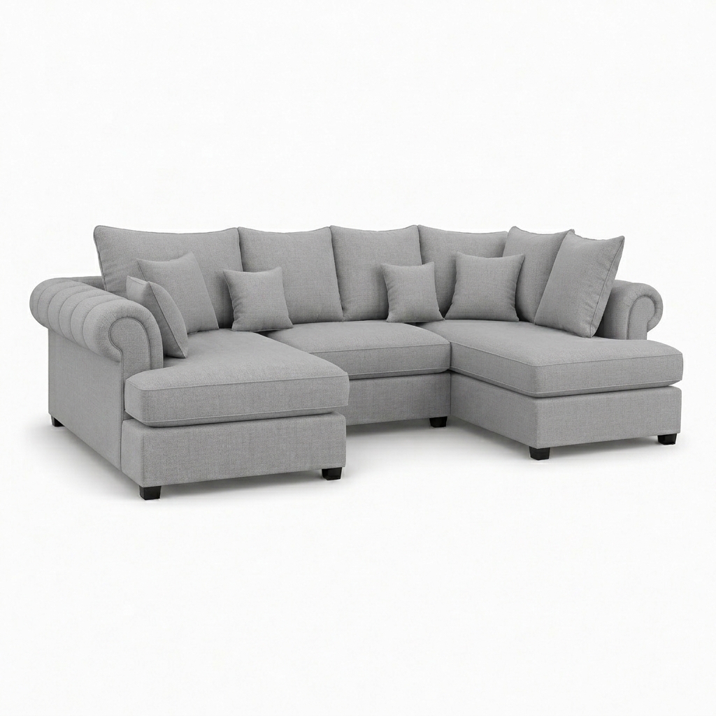 Nicole Mini U Shape Naples & Kingston Light Grey Sofa
