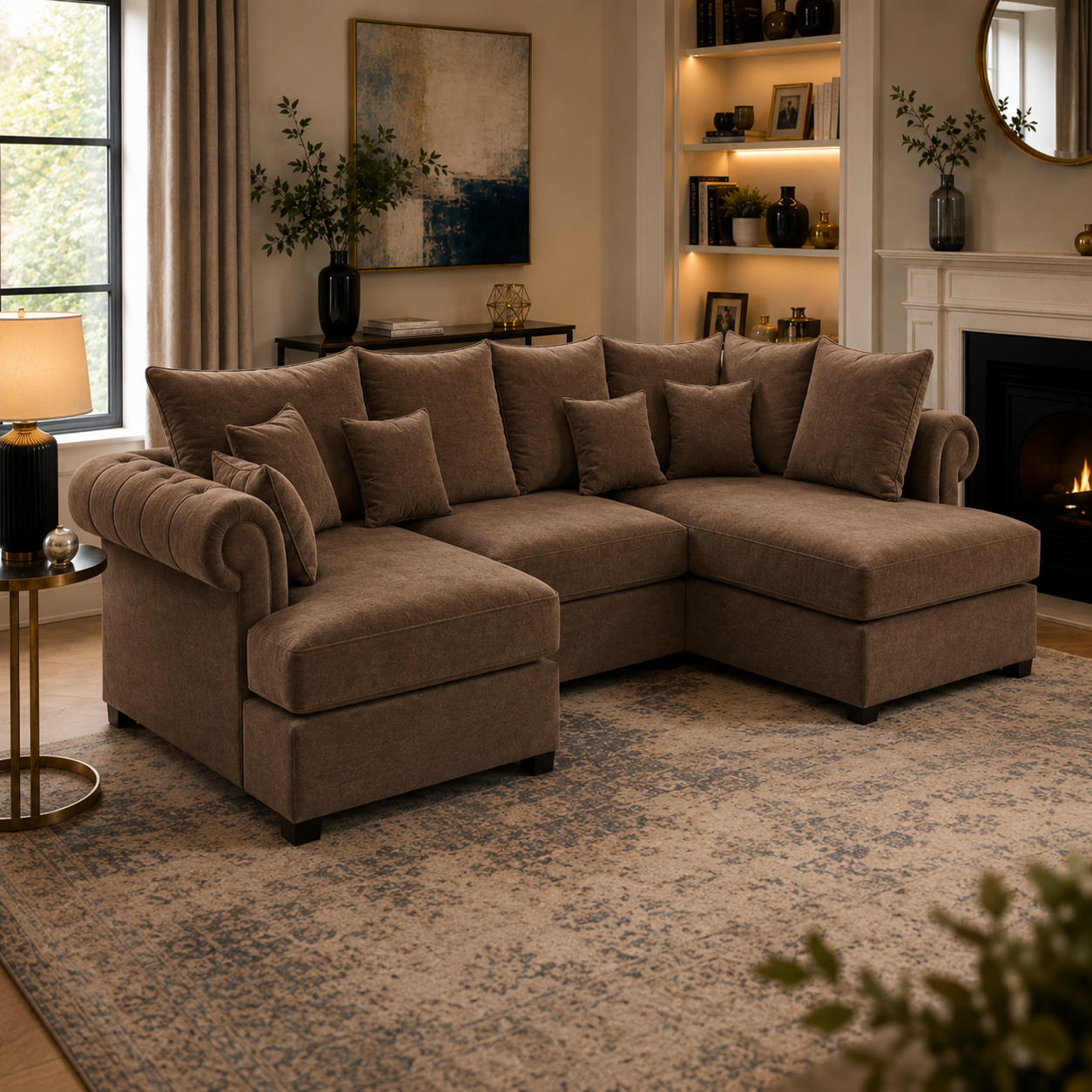 Nicole Mini U Shape Plush Velvet Coffee Sofa - Image 4