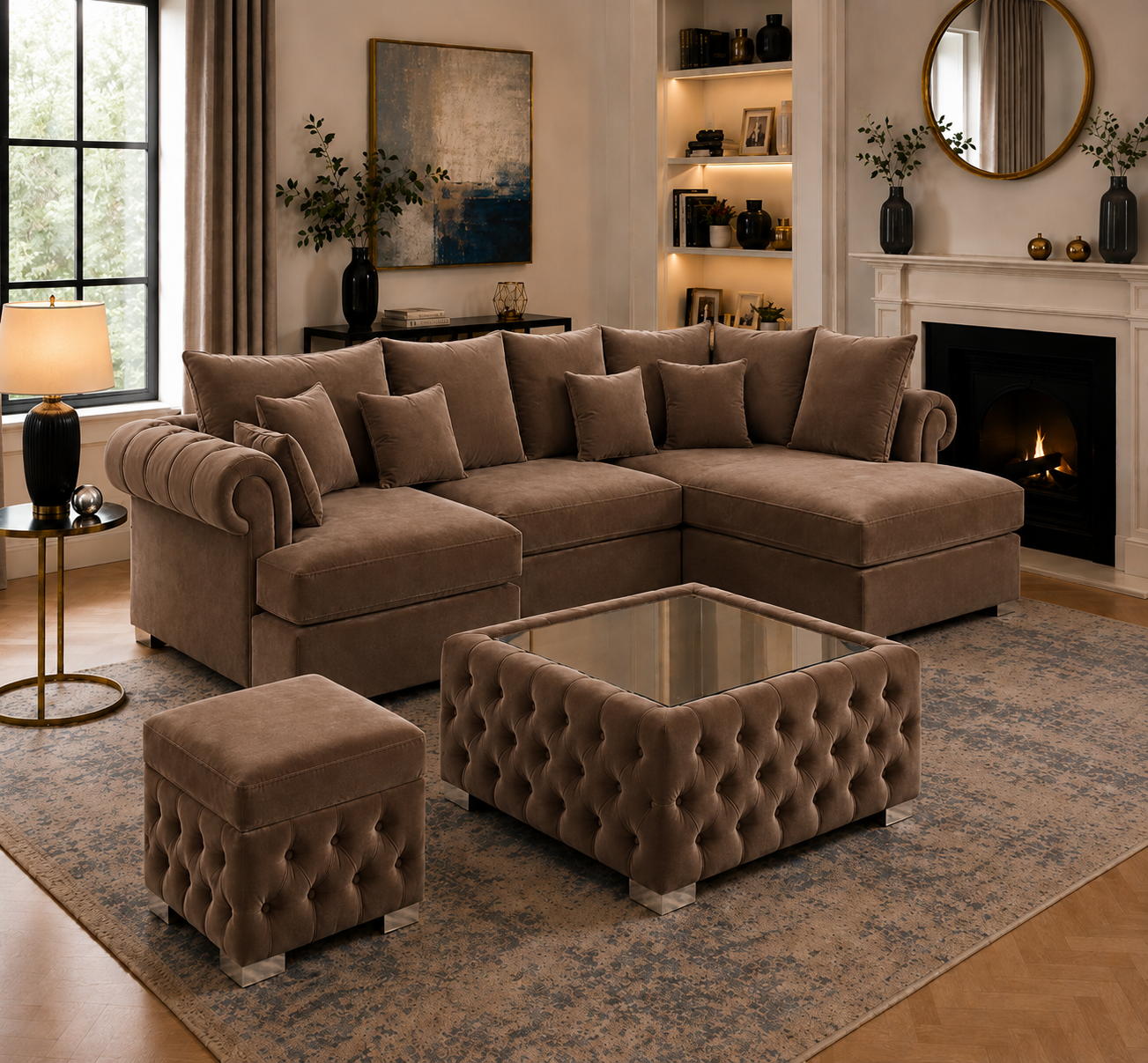 Nicole Mini U Shape Plush Velvet Coffee Sofa 5