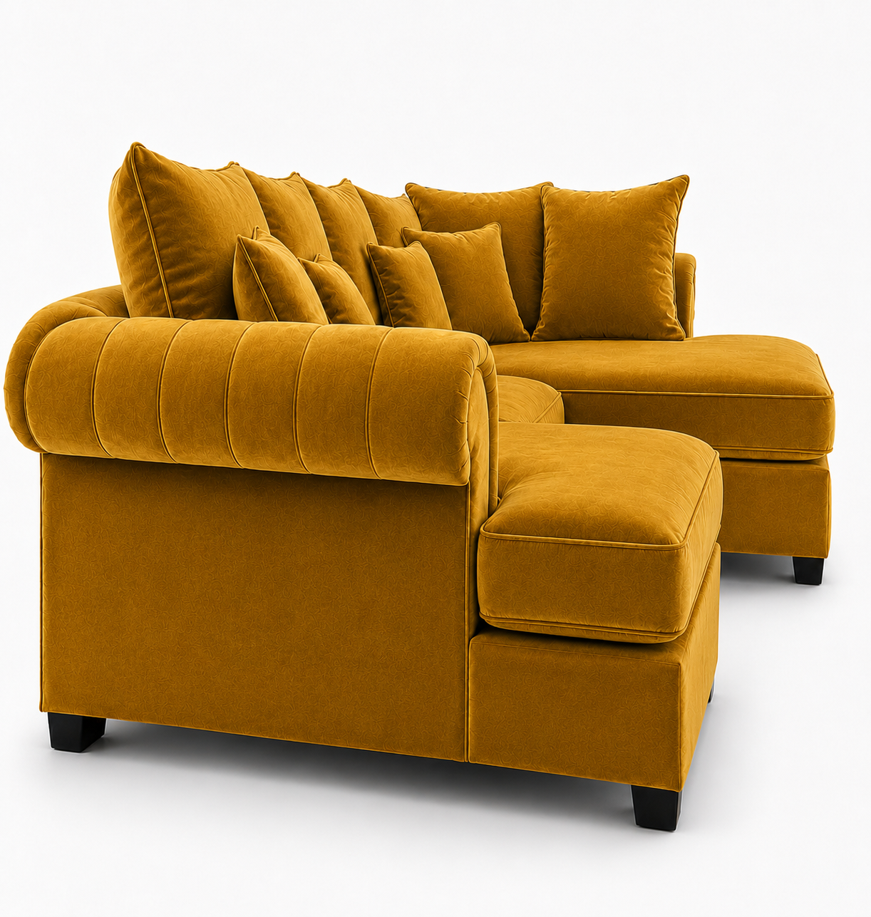 Nicole Mini U-Shape Plush Velvet Mustard Sofa 2
