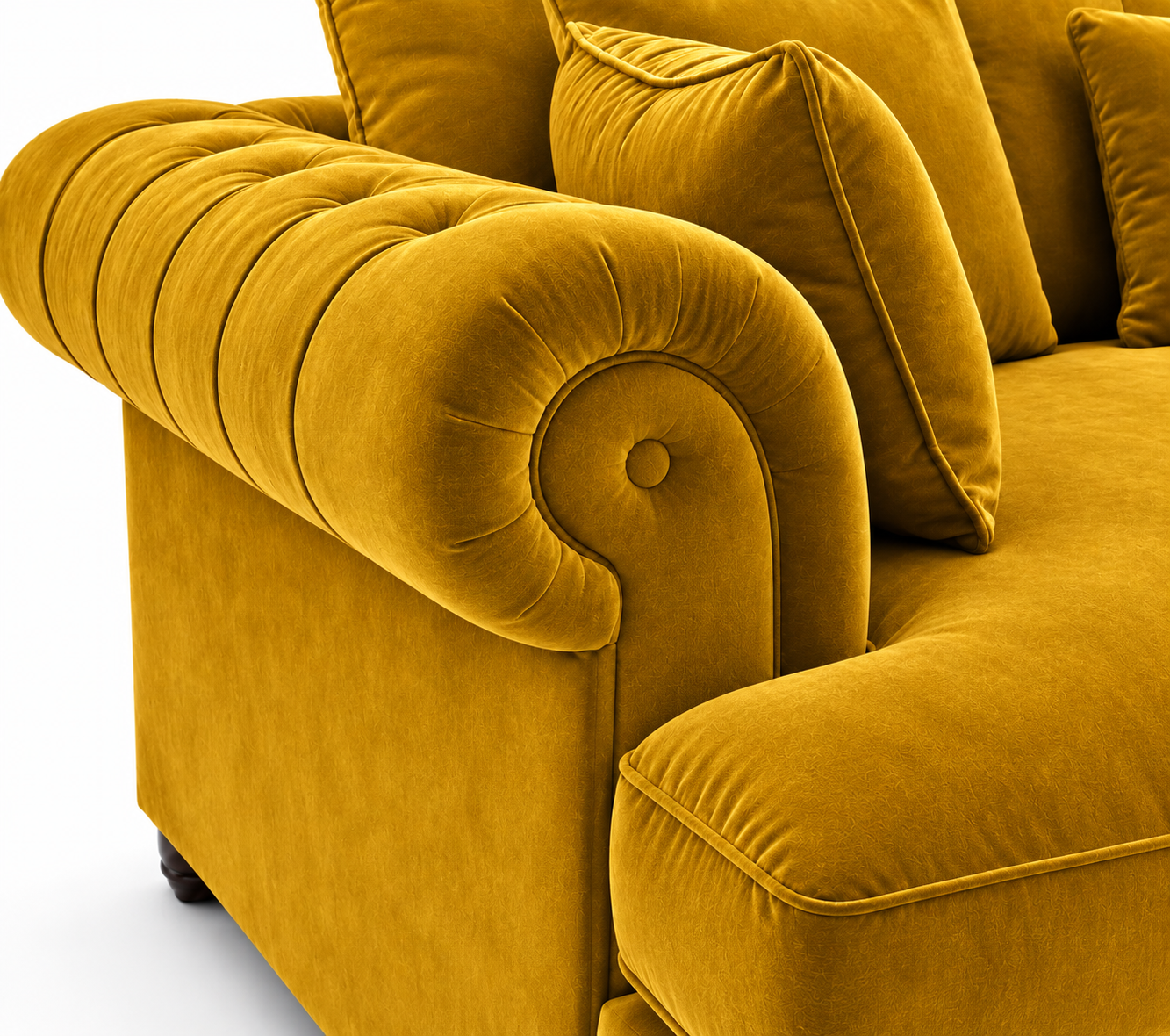 Nicole Mini U-Shape Plush Velvet Mustard Sofa 3