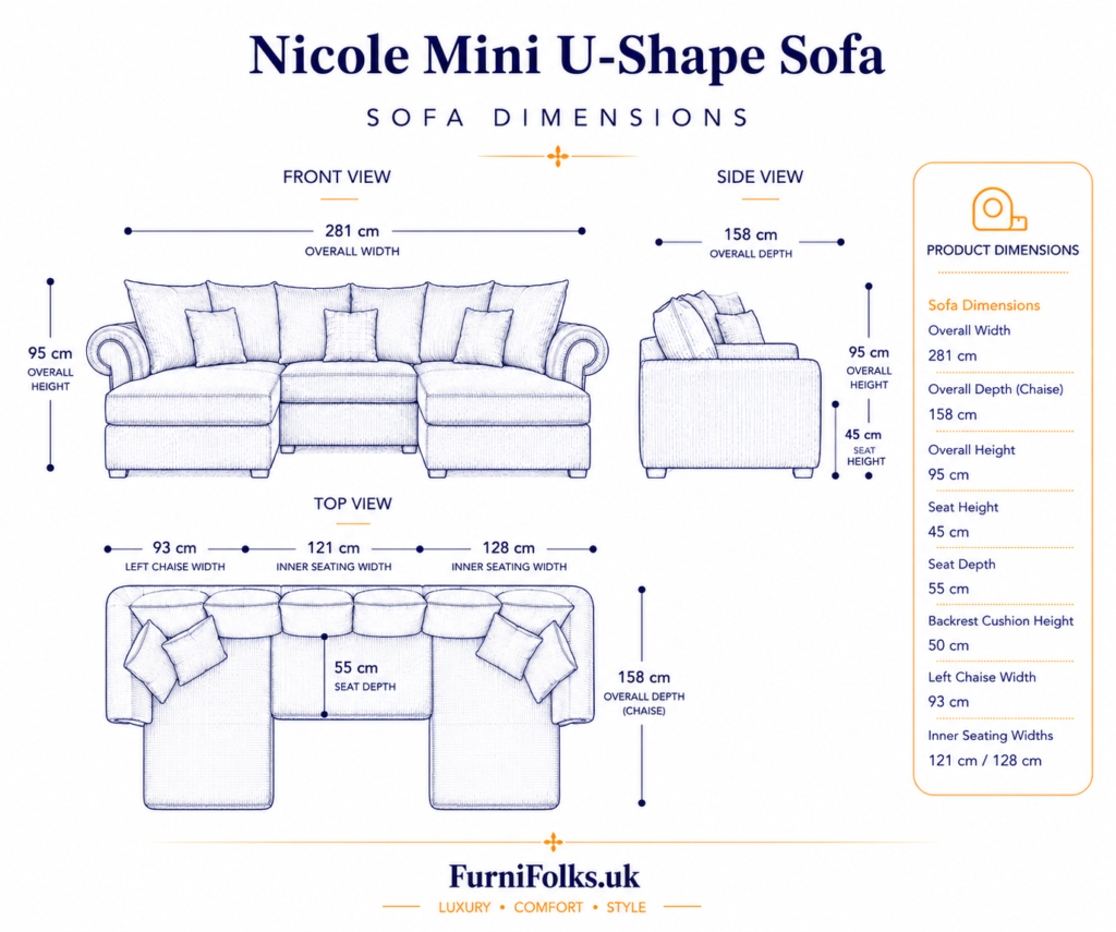 Nicole Mini U-Shape Plush Velvet Mustard Sofa 8
