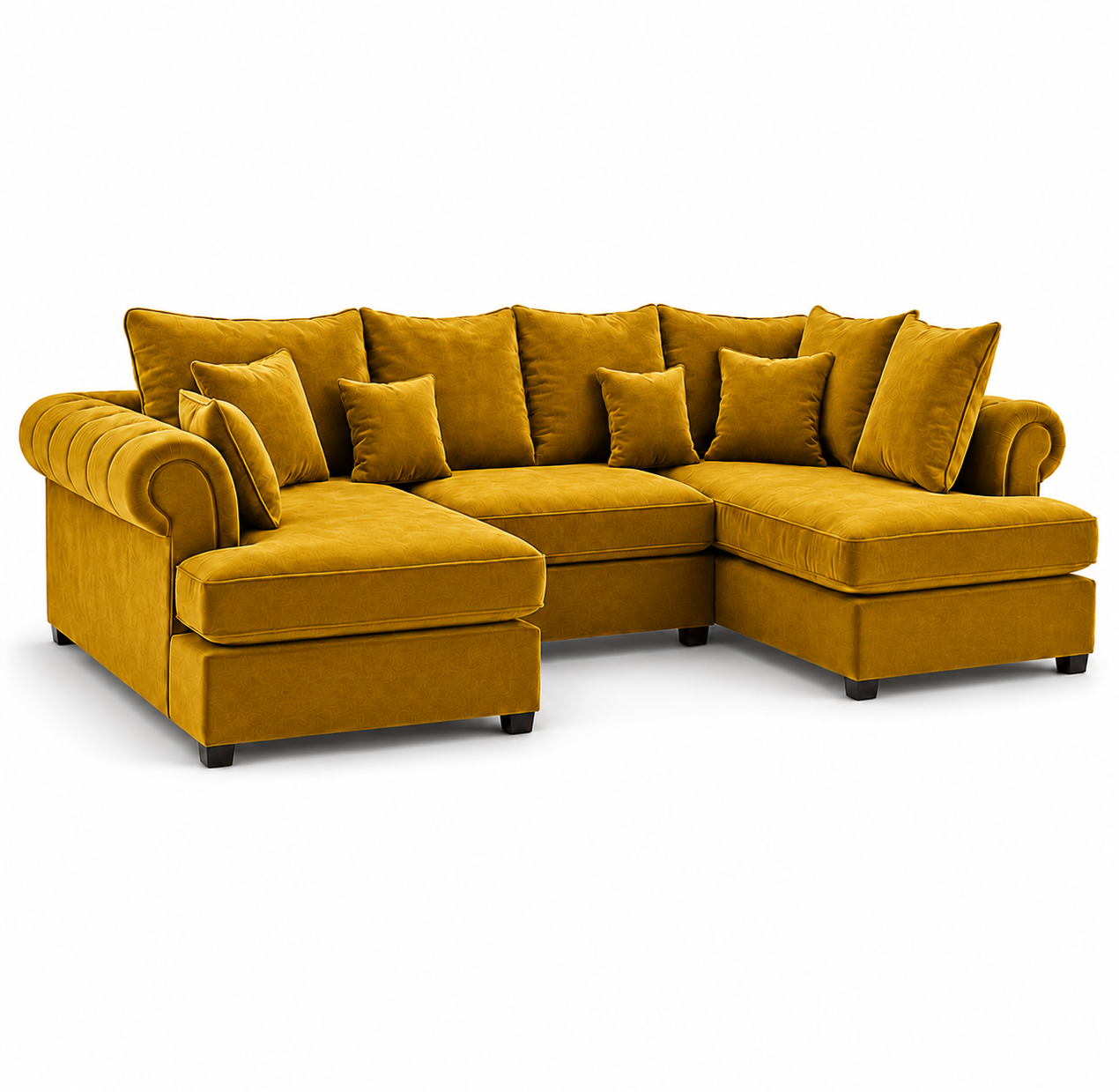Nicole Mini U-Shape Plush Velvet Mustard Sofa