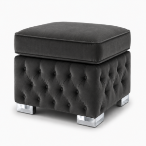 Nicole Plush Velvet Black Gloria Footstool Without Storage