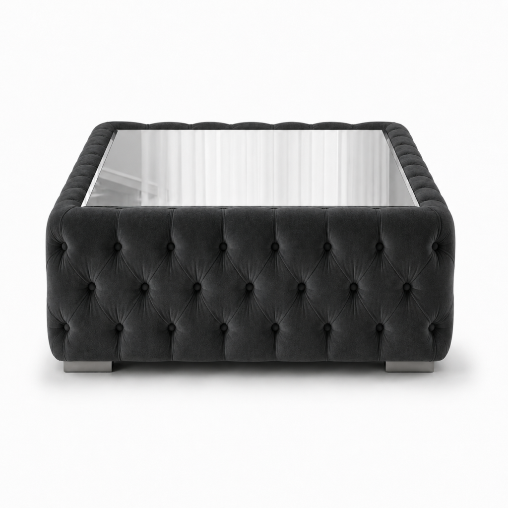 Nicole Plush Velvet Black Matching Sofa Mairo Coffee Table
