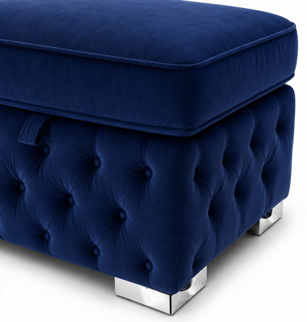 Nicole Plush Velvet Blue Gloria Footstool With Storage 3