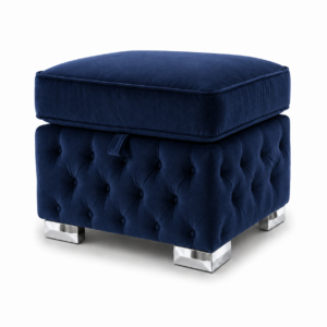 Nicole Plush Velvet Blue Gloria Footstool With Storage