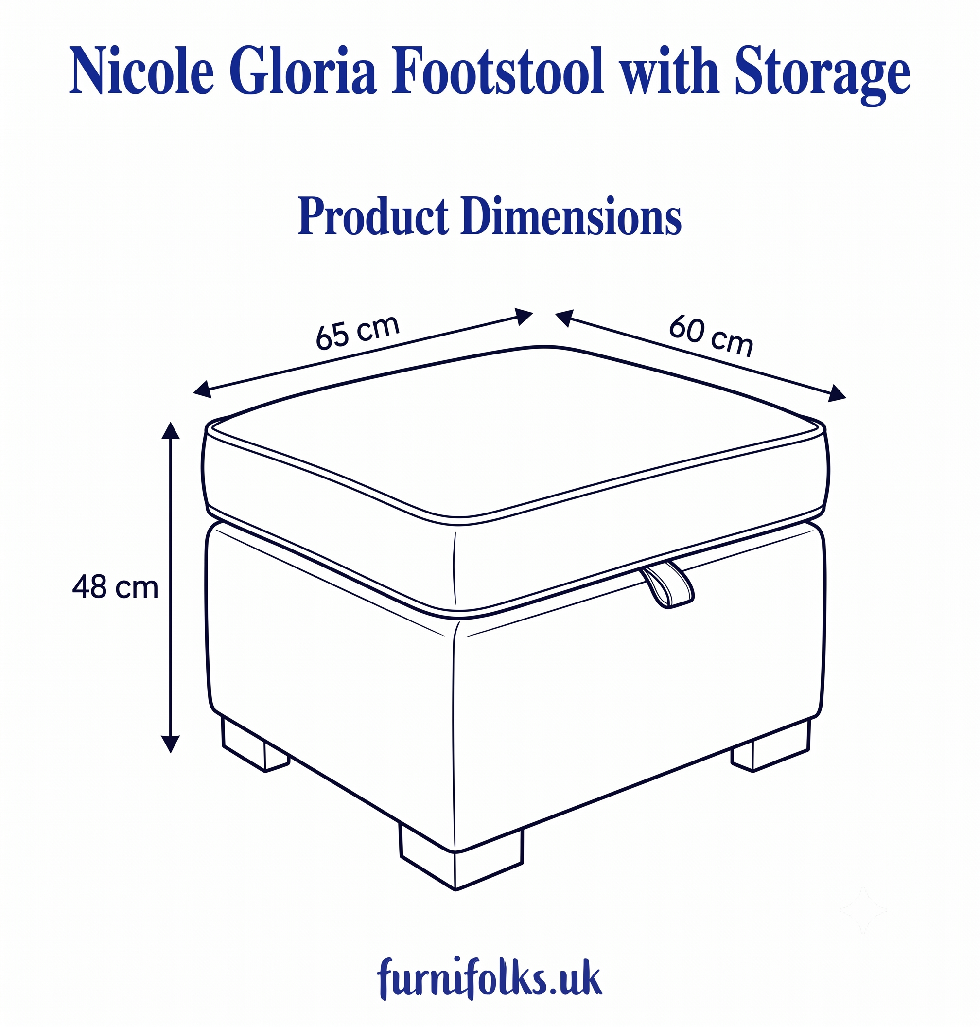 Nicole Plush Velvet Blue Gloria Footstool With Storage - Image 5