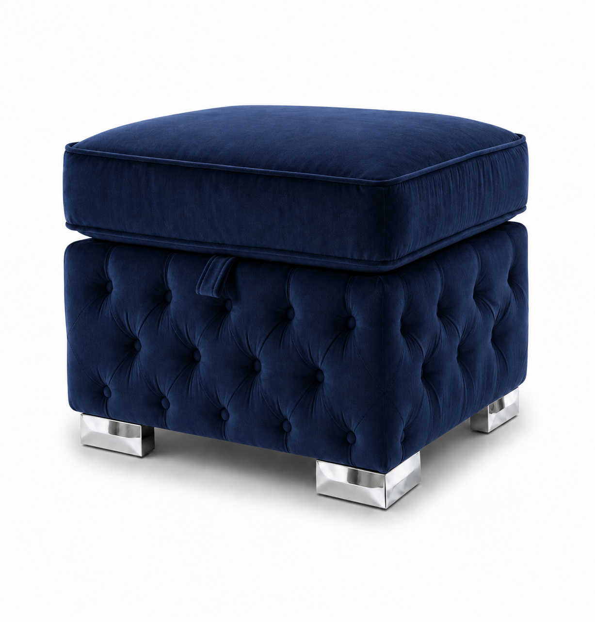 Nicole Plush Velvet Blue Gloria Footstool With Storage