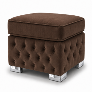 Nicole Plush Velvet Coffee Gloria Footstool Without Storage