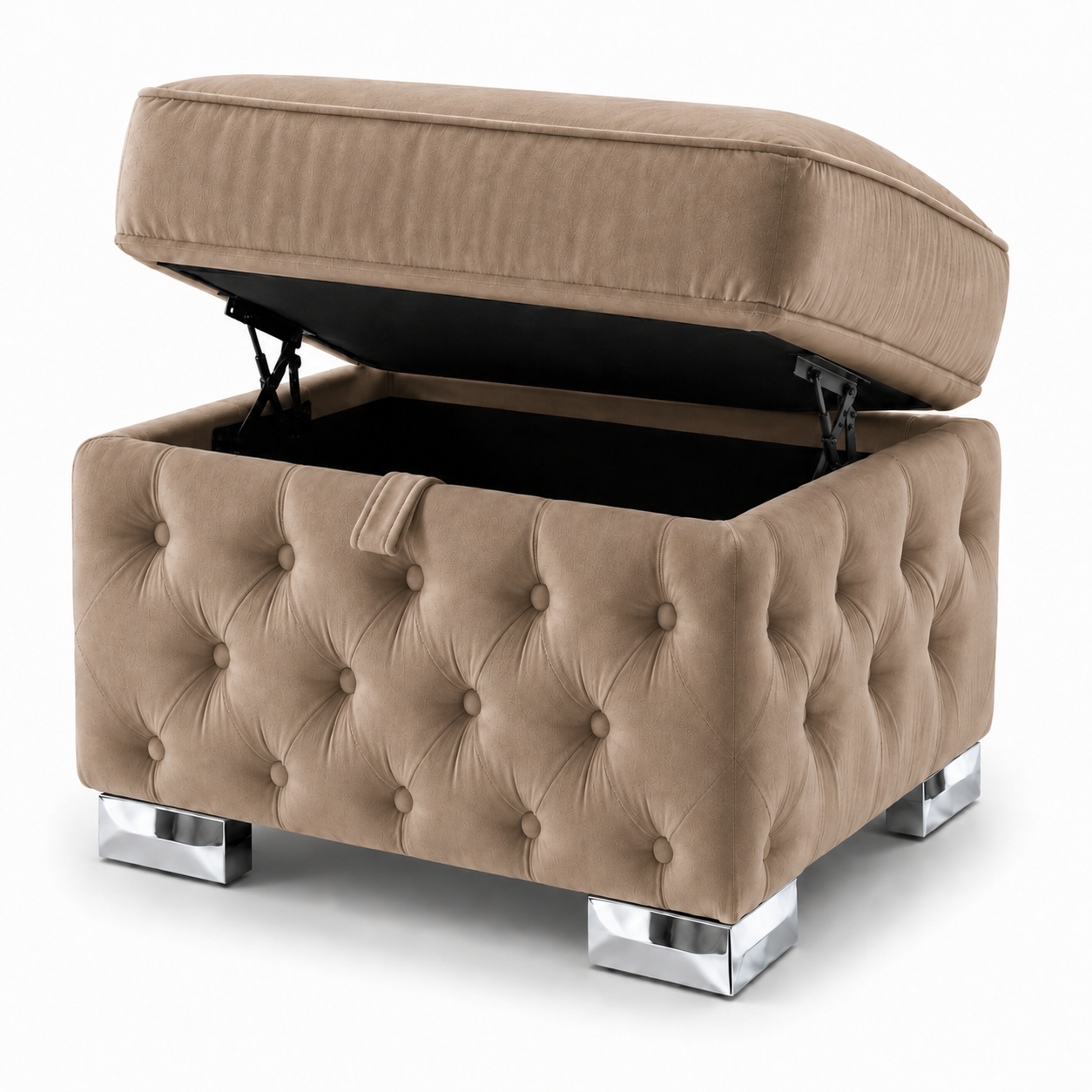 Nicole Plush Velvet Mink Gloria Footstool With Storage 2
