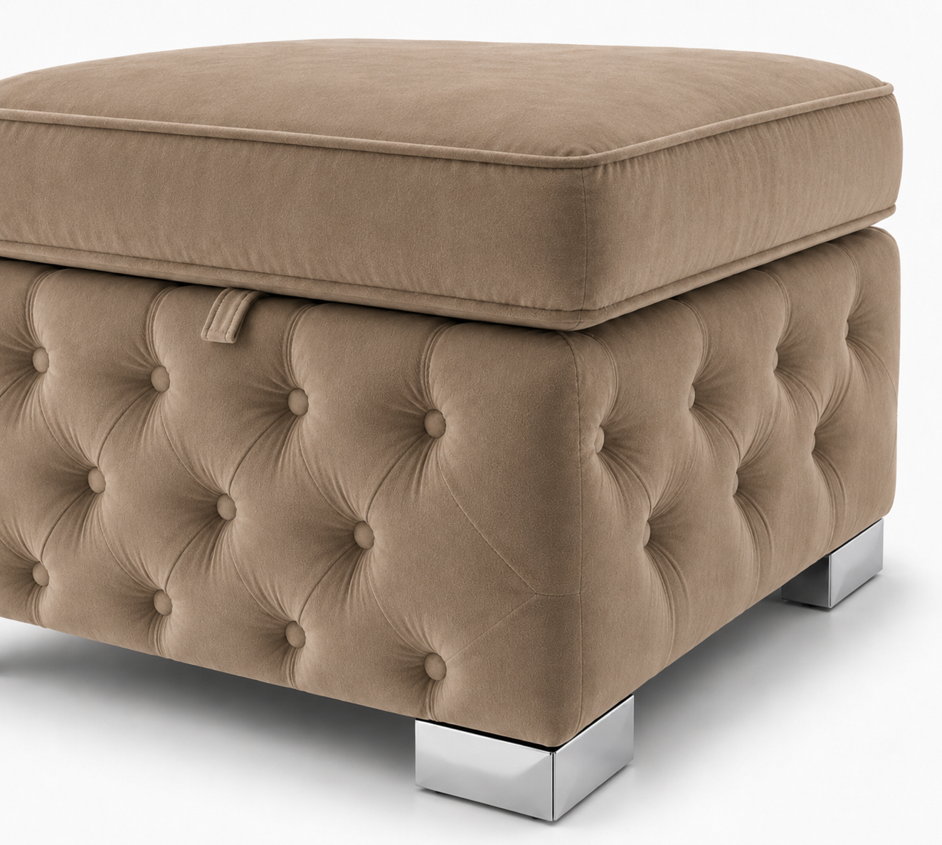 Nicole Plush Velvet Mink Gloria Footstool With Storage 3