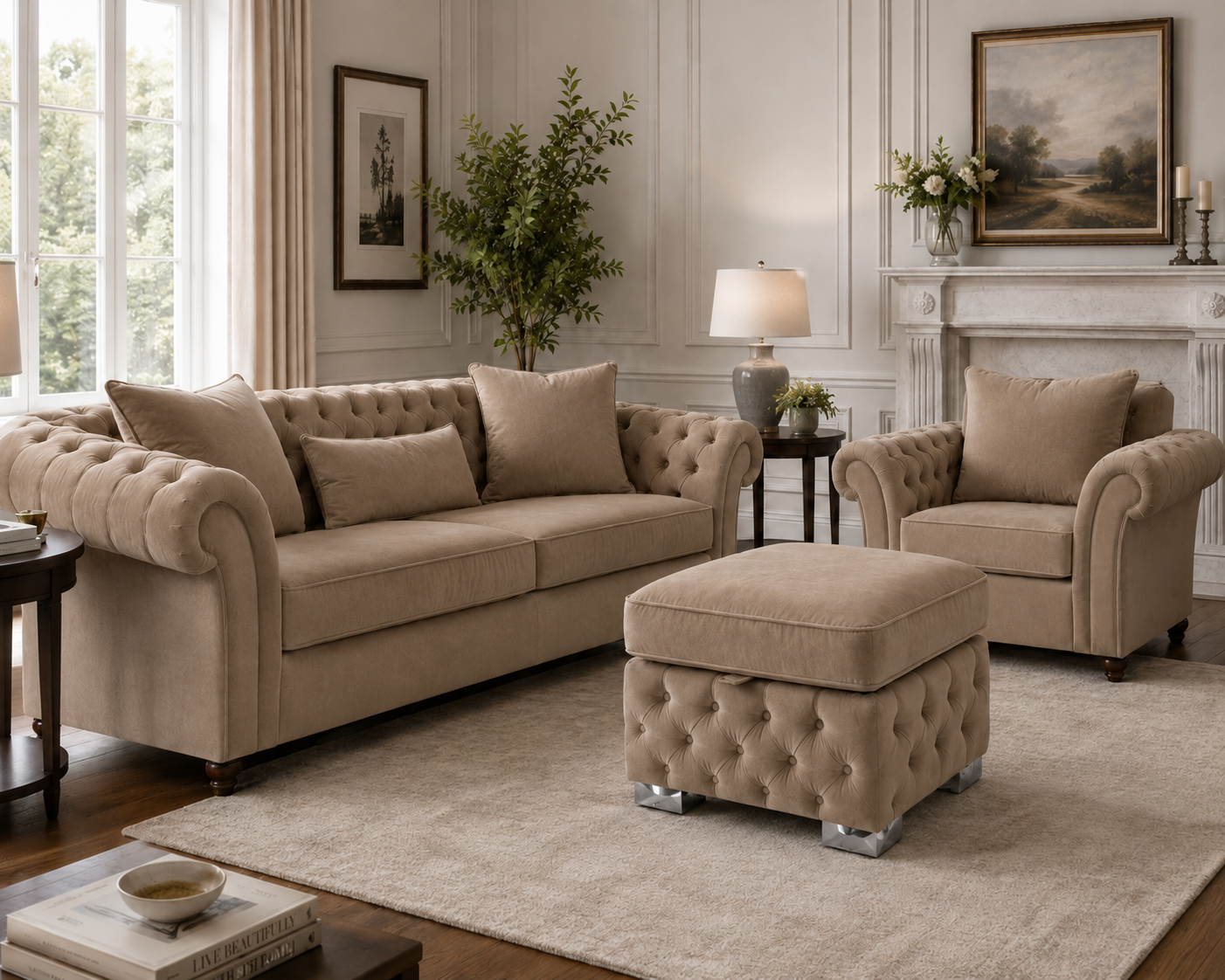 Nicole Plush Velvet Mink Gloria Footstool With Storage 4