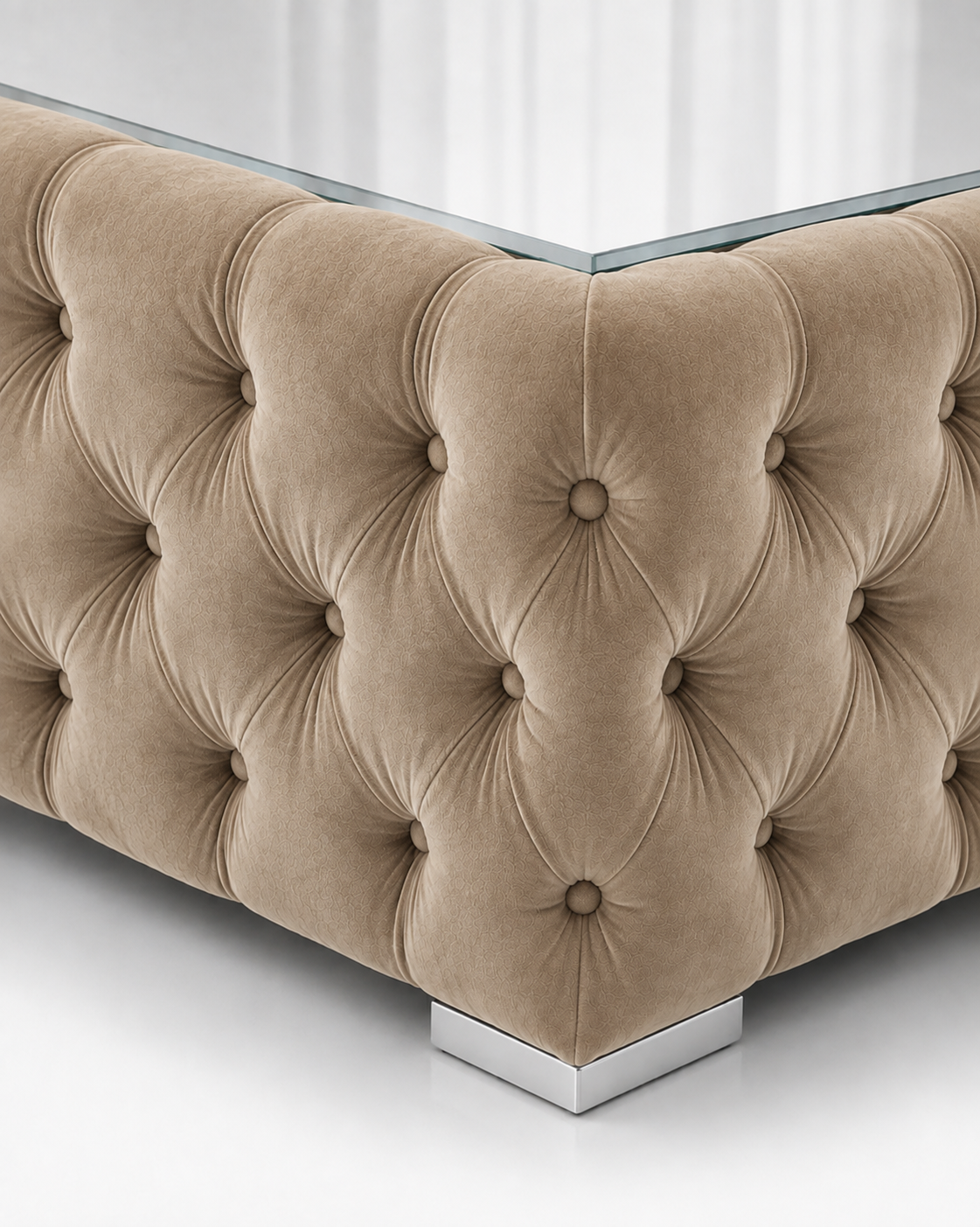 Nicole Plush Velvet Mink Matching Sofa Mairo Coffee Table 3