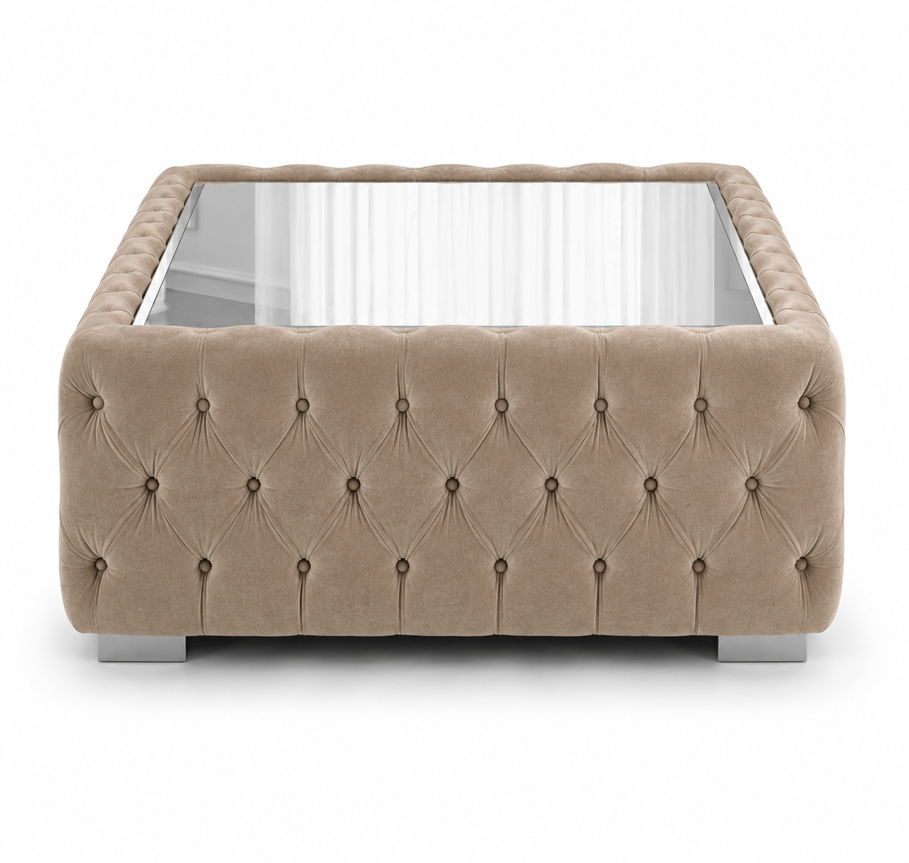 Nicole Plush Velvet Mink Matching Sofa Mairo Coffee Table