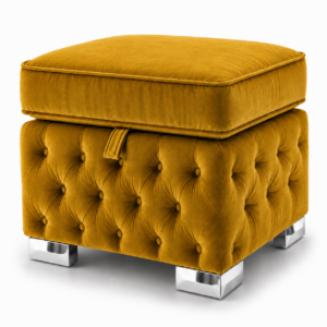 Nicole Plush Velvet Mustard Gloria Footstool With Storage