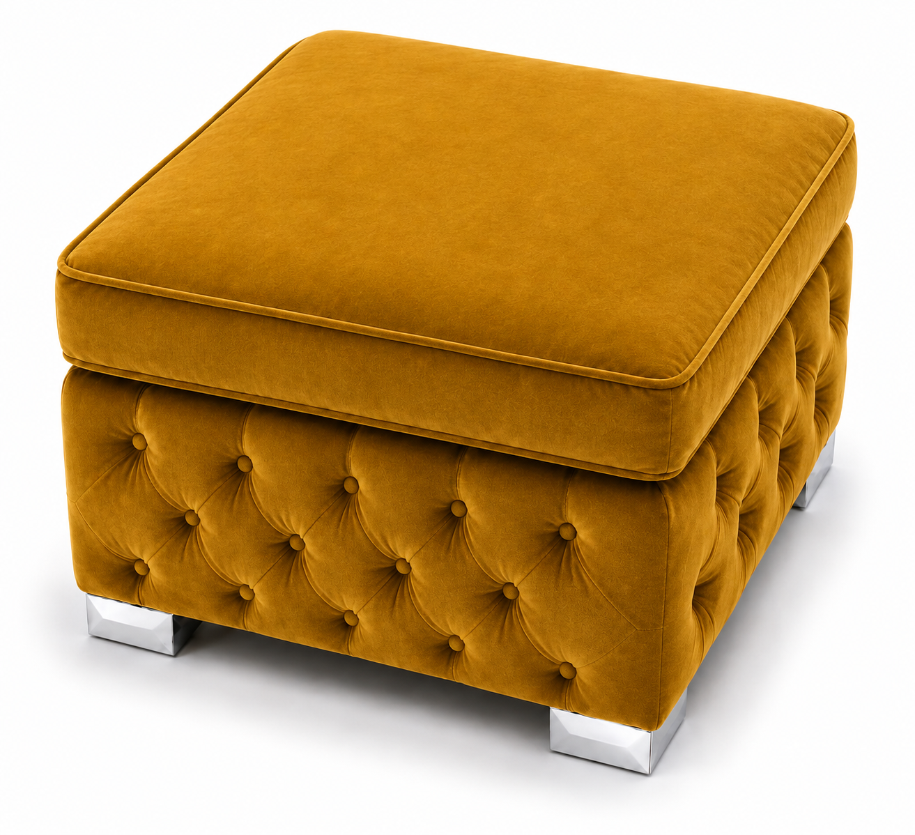 Nicole Plush Velvet Mustard Gloria Footstool Without Storage 2