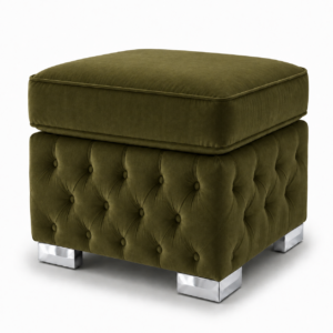 Nicole Plush Velvet Olive Green Gloria Footstool Without Storage