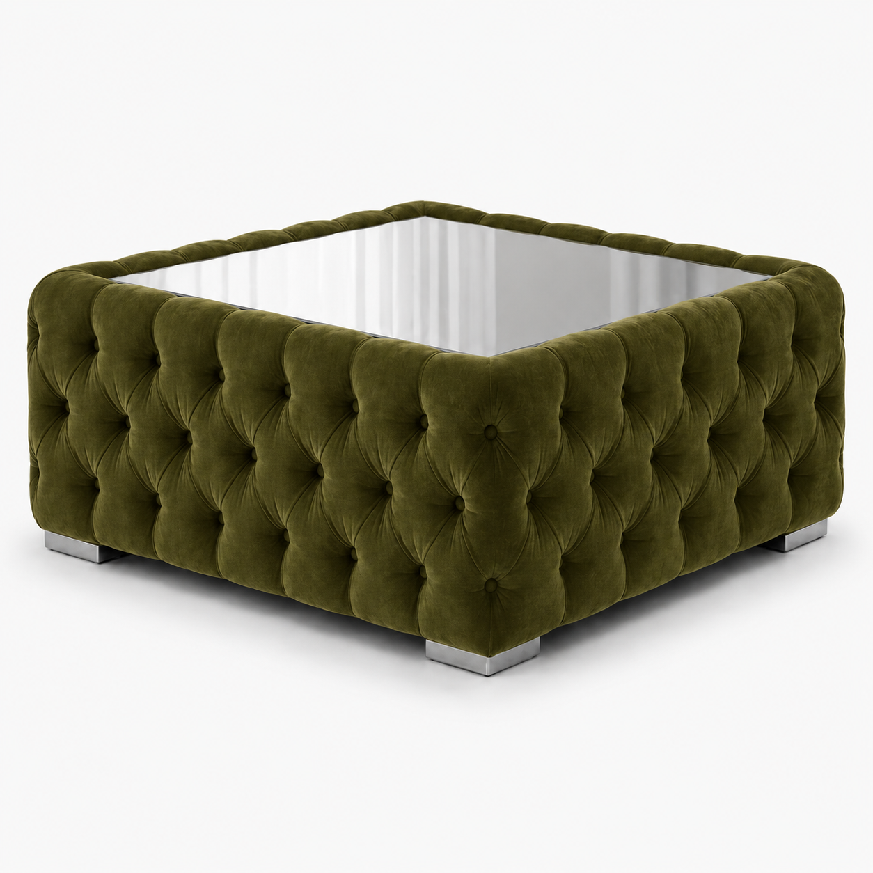 Nicole Plush Velvet Olive Green Matching Sofa Mairo Coffee Table 2