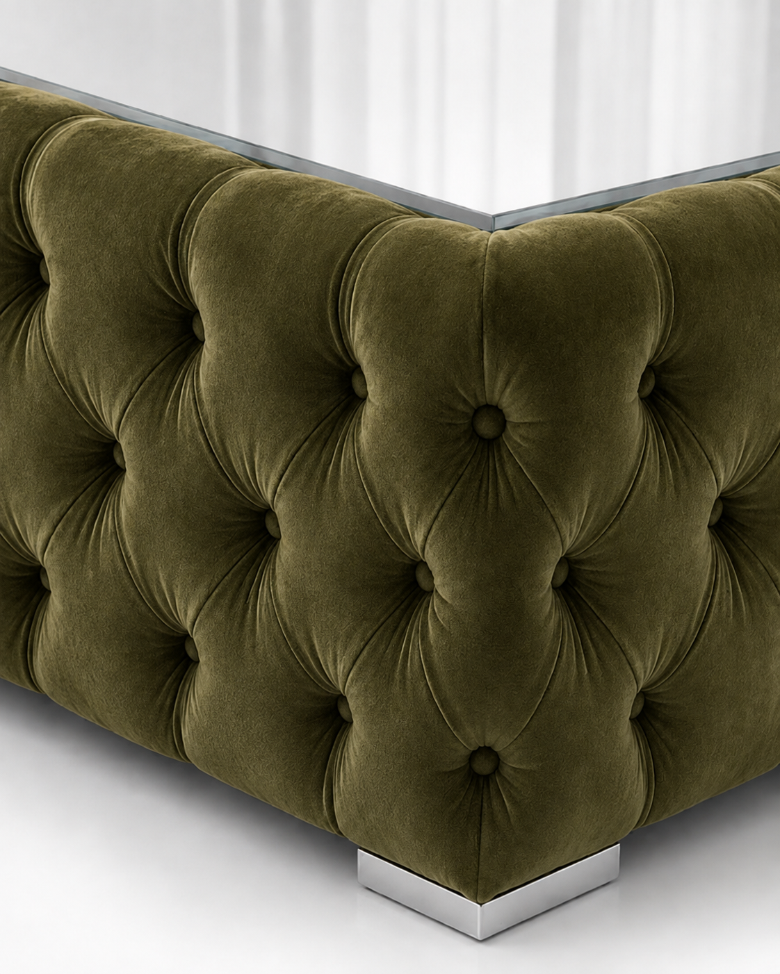 Nicole Plush Velvet Olive Green Matching Sofa Mairo Coffee Table 3