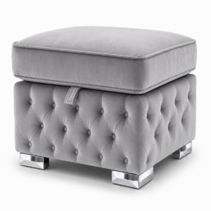 Nicole Plush Velvet Silver Gloria Footstool With Storage