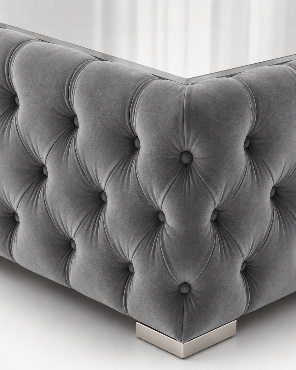 Nicole Plush Velvet Steel Matching Sofa Mairo Coffee Table - Image 3