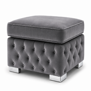 Nicole Plush Velvet Steel Gloria Footstool Without Storage