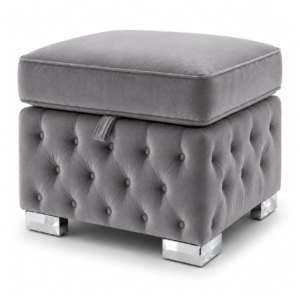 Nicole Plush Velvet Steel Gloria Footstool with Storage