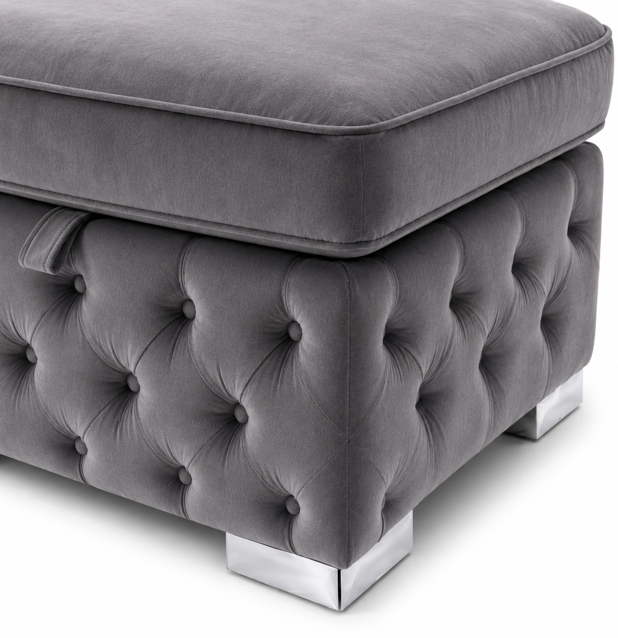 Nicole Plush Velvet Steel Gloria Footstool with Storage 3