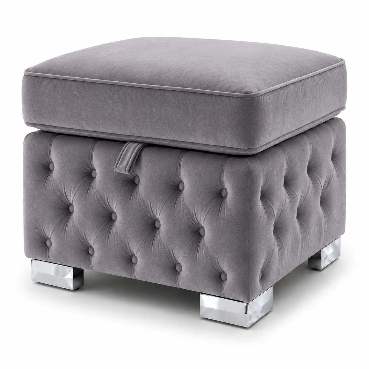 Nicole Plush Velvet Steel Gloria Footstool with Storage