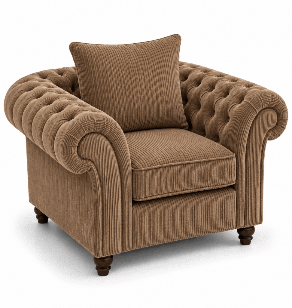 Nicole 1 Seater Jumbo Cord Brown Sofa