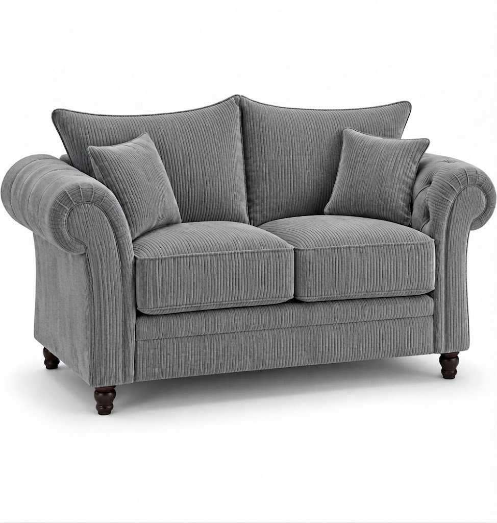 Nicole 2 Seater Jumbo Cord Grey Sofa
