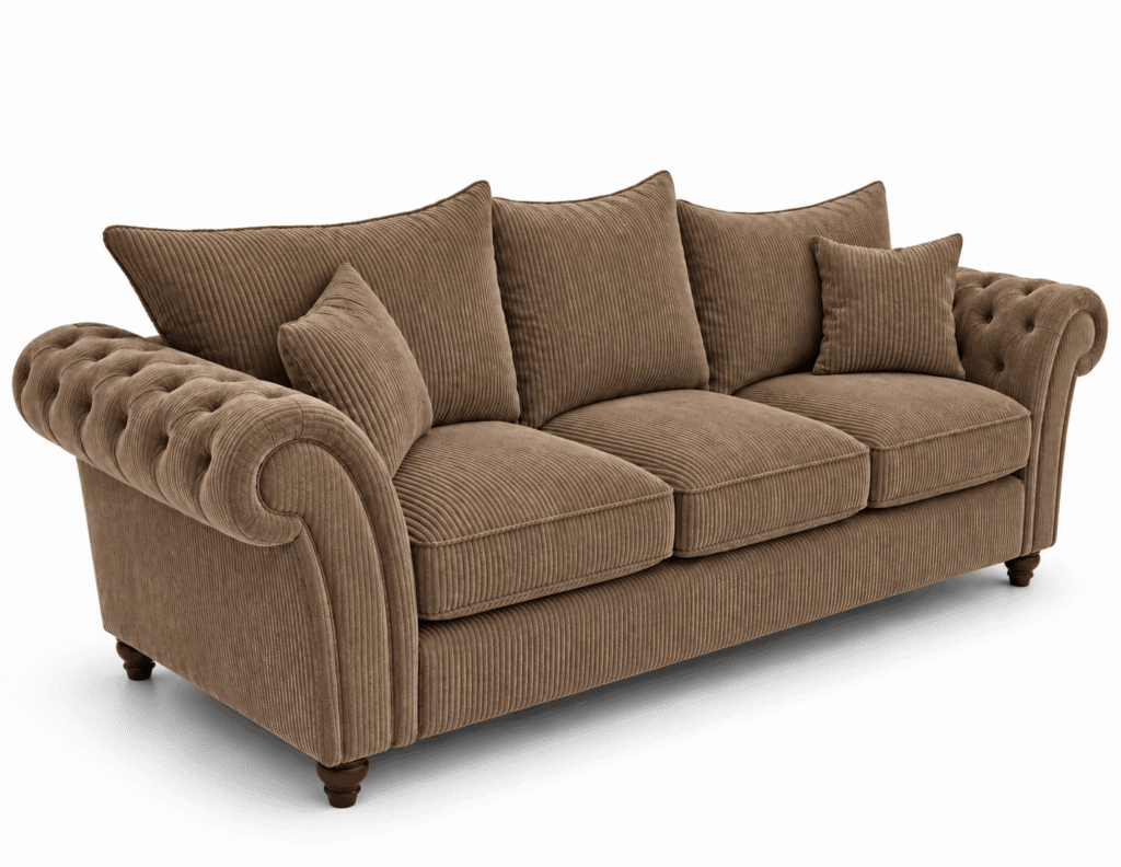 Nicole 3 Seater Jumbo Cord Brown Sofa