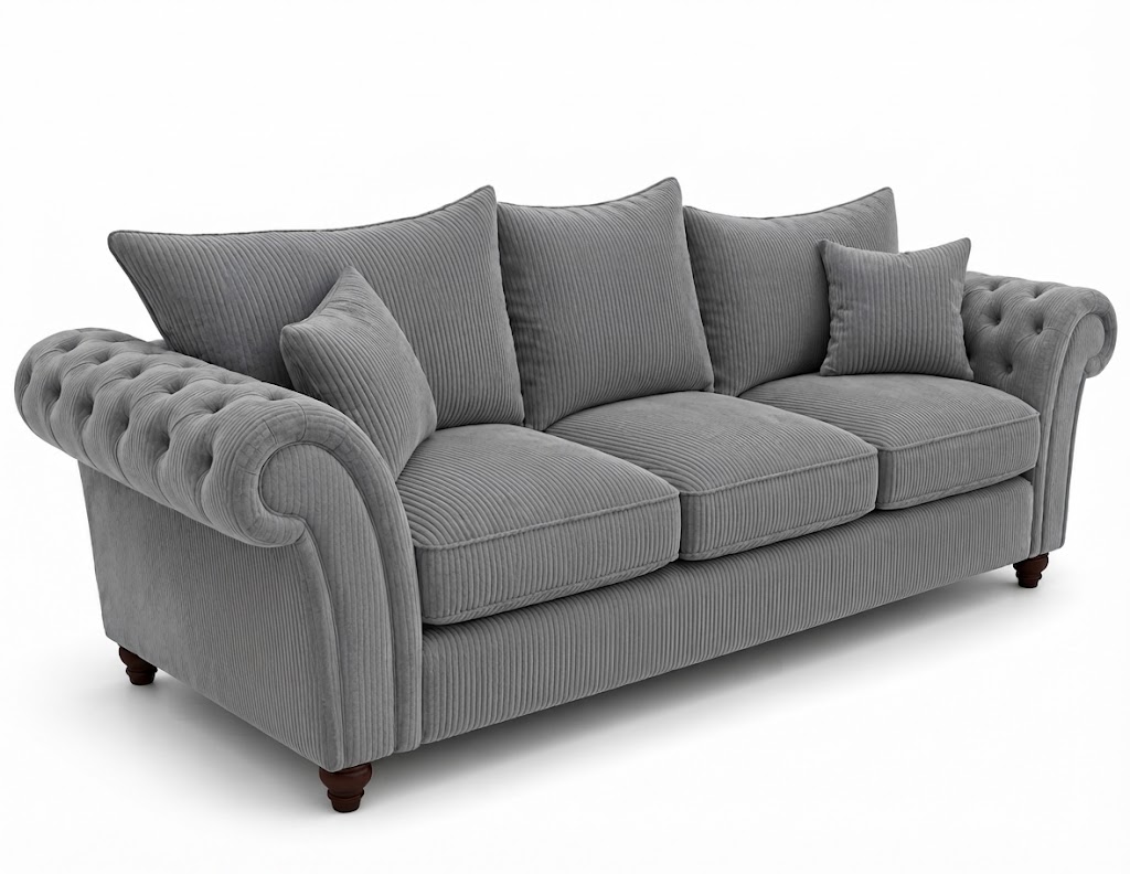 Nicole 3 Seater Jumbo Cord Grey Sofa