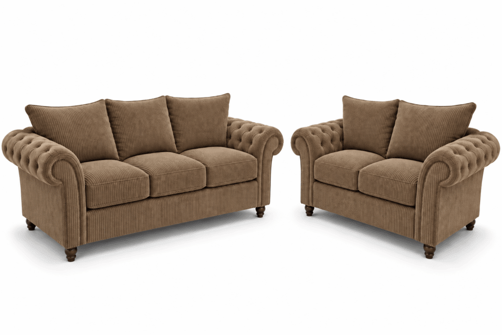 Nicole 3+2 Seater Jumbo Cord Brown Sofa