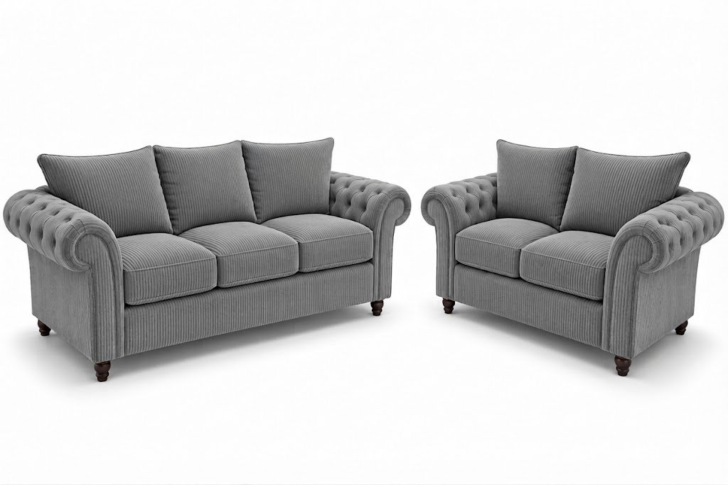 Nicole 3+2 Seater Jumbo Cord Grey Sofa