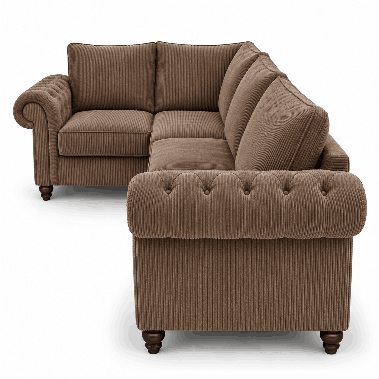 Nicole 5 Seater Corner Jumbo Cord Brown Sofa 2