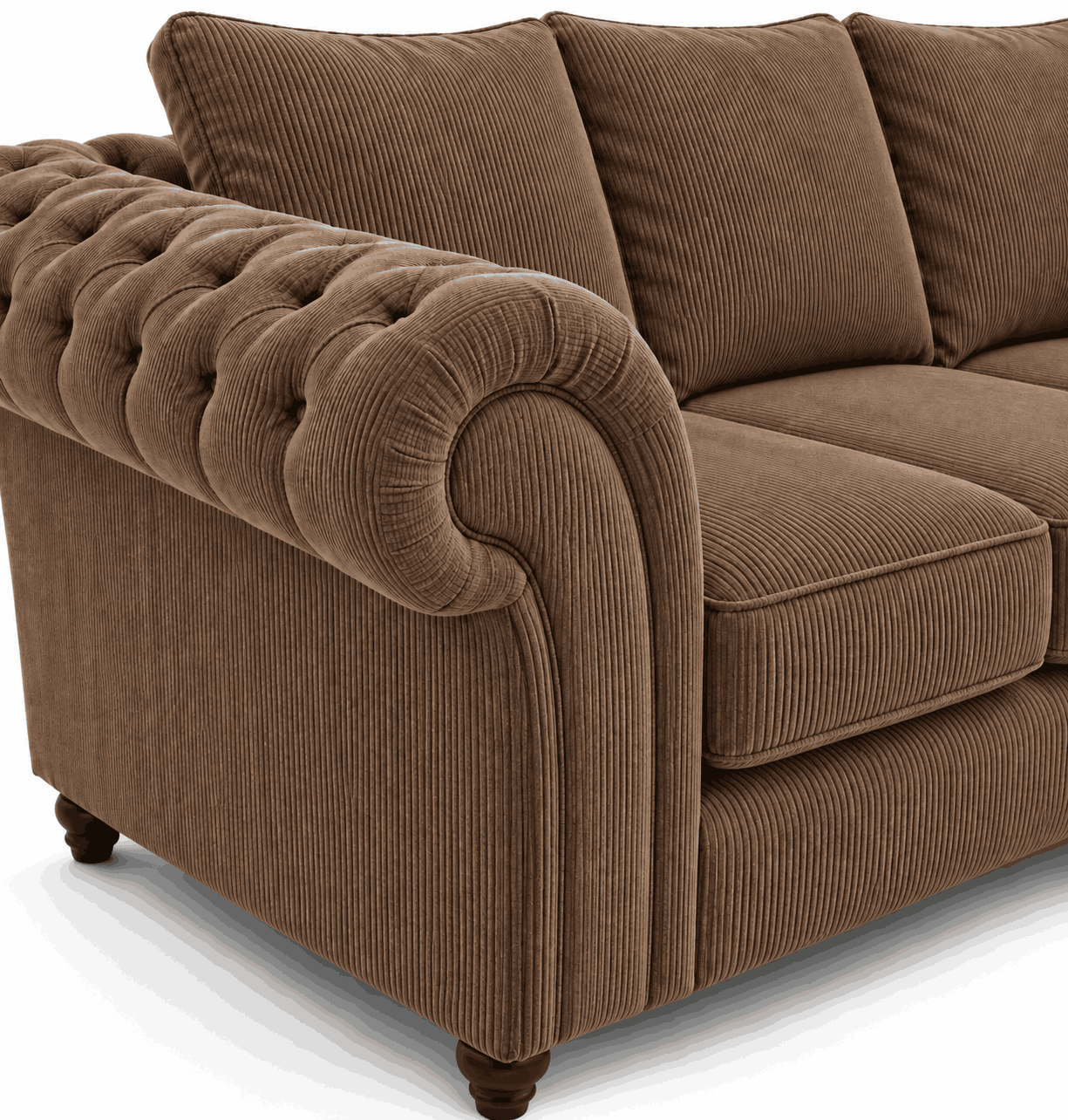 Nicole 5 Seater Corner Jumbo Cord Brown Sofa 3