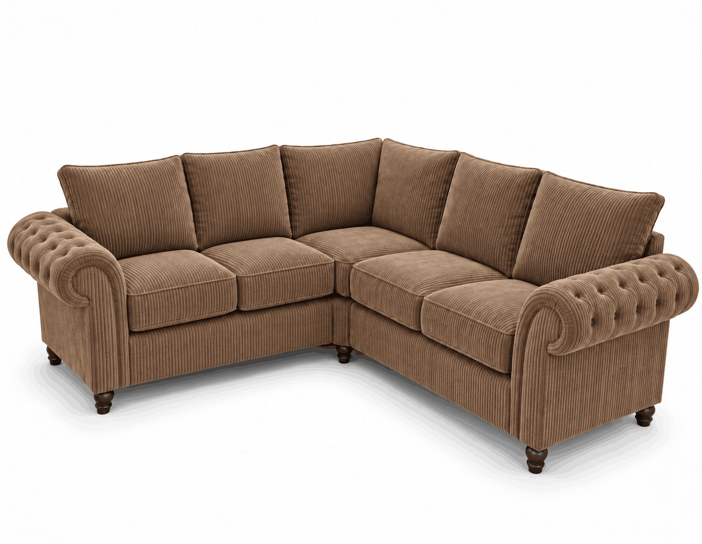 Nicole 5 Seater Corner Jumbo Cord Brown Sofa