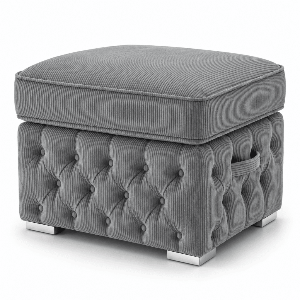 Nicole Jumbo Cord Grey Gloria Footstool Without Storage